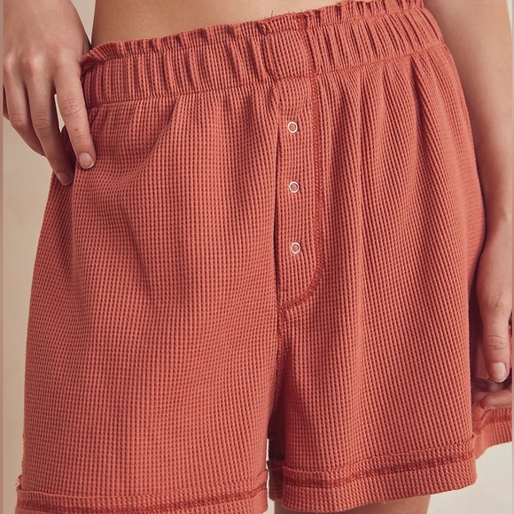 Free People Early Night Thermal Shorts in Rust, Sz. S - Picture 2 of 8